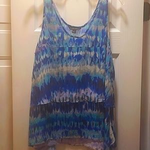 NWOT Rock & Republic Sheer Abstract Layered Sleeveless Top Size L